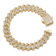 Saintda Cuban Link Bracelet For Men Women Silver/Gold/Rose Gold Bracelets Iced Out Miami Cuban Brace