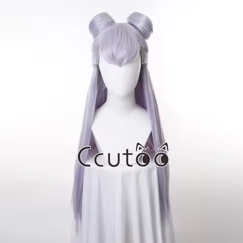 New Game KDA Baddest Evelynn Cosplay Wigs LOL KDA Cosplay Long Purple Wigs with Buns Heat Resistant 