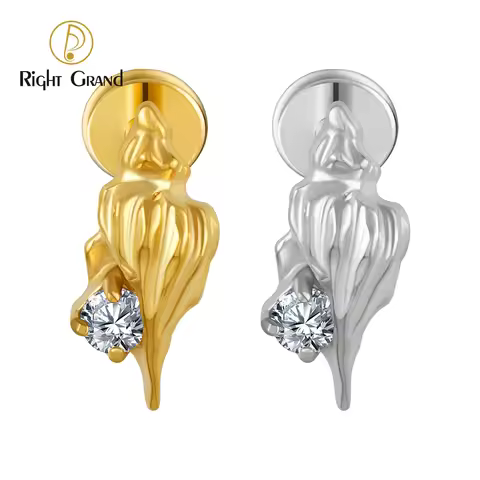 Right Grand ASTM F136 Titanium 16G Sea Conch Shell Cartilage Earring Helix Stud Tragus Labret Pierci