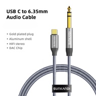 SUNKANDI USB C to 6.35mm 1/4 inch TRS Cable Type C to 1/4 Audio Adapter Stereo Cable for Phones Ampl
