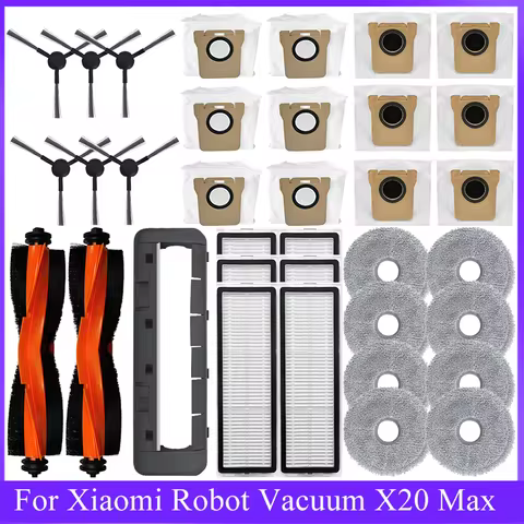 For Xiaomi Robot Vacuum X20 Max / D109GL Parts Main Brush Side Brush Hepa Filter Mop Cloth Dust Bag 