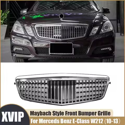 XVIP Maybach Style Front Bumper Grille Silver Radiator Grill For Mercedes Benz E-Class W212 E550 E35