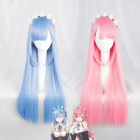 Ram Wigs Girls Rem Cosplay Long Wigs Anime Re:Life in a different world from zero Women Halloween Pa