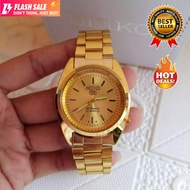 Seiko 5 21 Jewels Automatic Hand Movement All Gold Stainless Steel Watch for Men(Gold)