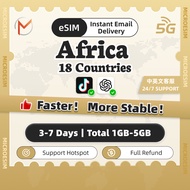 Africa 18 Countries （Excluding South Africa）eSIM 3-7Days Total1-5GB | Instant Email Delivery | High 
