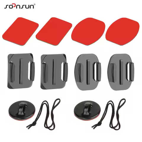 SOONSUN Helmet Adhesive Sticky Mounts Flat Curved for GoPro AKASO Insta360 SJCAM DJI Action Cameras 