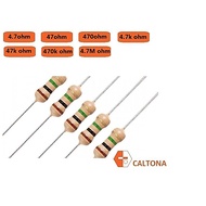 10pcs/pk Resistor 1/4W 4.7ohm, 47ohm, 470ohm, 4.7k ohm, 47k ohm, 470k ohm, 4.7M ohm 5% Fixed Resisto