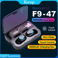 F9-47 Bluetooth Earphone TWS Wireless Headphone Stereo Noise Cancelling Sports Gaming Headset with M