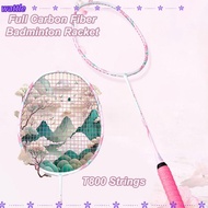 WATTLE Racquet Carrying Bag, T800 Strings Grips Full Carbon Fiber Badminton Racket, Portable 4U 22LB