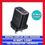 (6 Months Warranty) MCDODO 30W 3-Port Digital Display Fast Charger