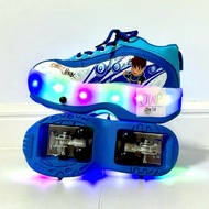 There Is A Light Around. Skate Shoes 4-Wheel Foldable Wheels Blue Boy Pattern Roller Skate Shoes