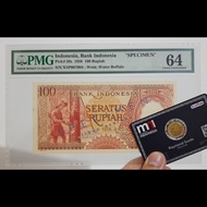 PMG64 Specimen 100 Rupiah 1958 Pekerja Top Pop