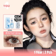 4YOU Contact Lens Gray Color（0-8）Gray Color Big Eyes 1 Year 14.5mm 1 Pair