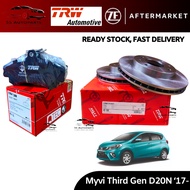 TRW Myvi Gen 3 D20N 2017 -Present Front (Depan) Disc Rotor &amp; Brake Pad Set