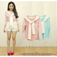 Blouse striped scarf XL striped batwing stripe pocket n sleeve spandex super