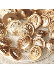 10/20入組金色裝飾鈕扣,花紋和塑料手工鈕扣,適用於高檔外套、羊毛風衣、西裝、針織毛衣diy