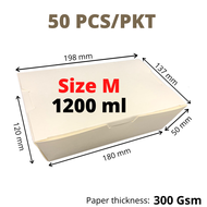 [50 Pcs] WHITE Paper Lunch Box white  Bento Box Paper Food Box Disposable Take Away Recyclable Kraft