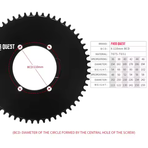 PASS QUEST Disc ChainWheel X110 / 4 110BCD Round Road Bike Narrow Wide Chainring 40T-52T For R2000 R