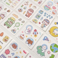 100 Lembar Stiker Kertas / Selotip Washi Gambar Kartun Untuk Dekorasi