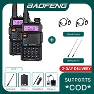 2PCS (Headphone & 711 antenna set) Baofeng 5R walkie-talkie 128 channels VHF/UHF 1800mAH waterproof 