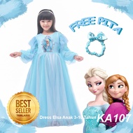 Dress Elsa Frozen Anak 10 Tahun Import SET AKSESORIS Mahkota Dress Anak Import Anna Elsa Terbaru Mew