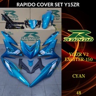 RAPIDO BODY COVER SET Y15ZR V1 V2 EXCITER 150 (48) - CYAN (STICKER TANAM/AIRBRUSH) Y15 COVERSET