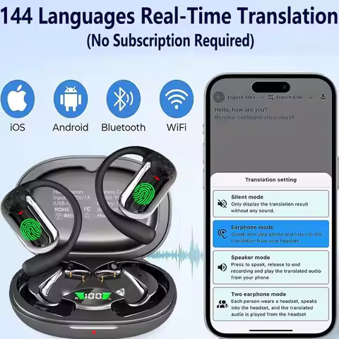UYUXIO OWS Ear Buds AI Language Translating Earbuds Real Time Translator Earphone with 144 Languages
