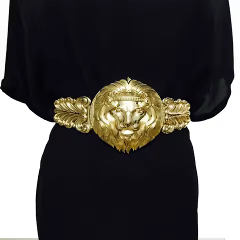 Wholesale gold Lion head belt Fashion women's metal obi women luxury brand designer women's elastic 