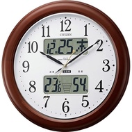 Rhythm (RHYTHM) citizen clasp clock radio clock with thermometer and hygrometer automatic lighting at night wooden frame brown