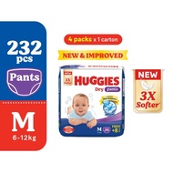 HUGGIES Dry Pants Diapers M 58s (4 Packs) - Absorbent and dry diapers for baby