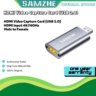 SAMZHE Video Capture HDMI Compatible Capture Card USB 2.0 60FPS for Switch Camera Live Streaming Rec