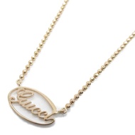 GUCCI 18K玫瑰金Logo Oval Plate Necklace項鍊