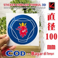 SCANIA EMBLEM RAISED MOTORCYCLE STICKER 100 MM FLEXIBLE RAISED 3D EMBLEM