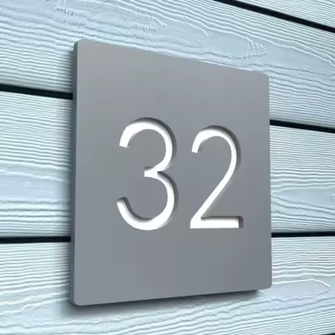 Personalised Modern Contemporary 3D Exterior House Numbers Sign Matte Black/Grey White Outdoor House