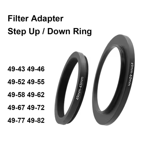 Camera Lens Filter Adapter Ring Step Up or Down Ring Metal for 49mm lens - 43 46 52 55 58 62 67 72 7