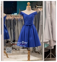 ชุดราตรีออกงาน ชุดเดรสออกงาน ชุดราตรีสั้น ชุดแซก BB054-DBL น้ำเงิน Dressy-day