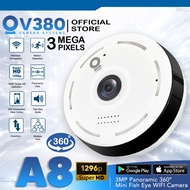 CCTV V380 A8H 3MP/2MP | Panoramic 360 Degree Mini Fish Eye WIFI IP Camera