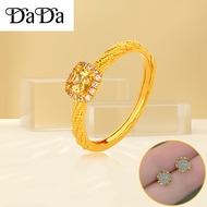 Cincin emas 916 original for women Small sugar cube citrine diamond engagement jewelry womens access
