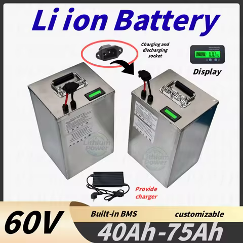 60V Li-ion Lithium Battery Rechargeable 40AH 45AH 50AH 70AH 60AH for Two-Wheeler Three-Wheel Vehicle