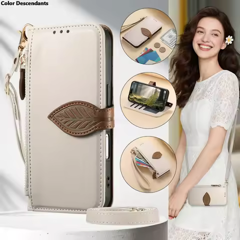 Zipper Leather Wallet Flip Case For OPPO A6 Pro 5G A40 A60 A80 A18 A38 A58 A78 A59 A79 Reno 14F 13F 