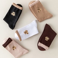 1 Pair Cute Bear Design Stoking Socks Sweat Absorption Cotton Sock Girls Women Boots Sneakers Shoes 