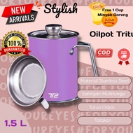 Tritu Oilpot Wadah Penyaring Minyak Kapasitas 1.5 Liter Tempat Penyaringan Minyak Goreng Peniris Min