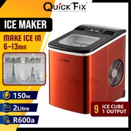 QuickFix Hicon Ice Maker Machine Red 26YB Mini Home Electric Ice Maker Automatic 15kg-24H Ice Cube M