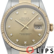 勞力士 Datejust 男士腕錶 10P 鑲鑽 Datejust 男士腕錶 16233G(X) 保固卡 K18YG/SS 男士腕錶顏色1991 年 成色極佳 [二手]