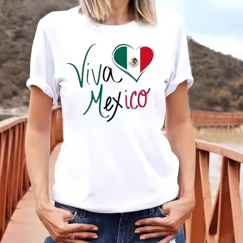 Independencia De Mexico Women T-Shirt Hispanic Heritage Month Summer Tee Mexican Day Outfit Viva Mex