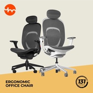 YM Ergonomic Office Chair [Adjustable Lumbar Support, Linkage Armrest, Detachable Headrest, Breathable Fabric]