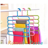 GANTUNGAN 5-tier Clothes Hanger Magic Hanger Clothes Pants Hijab Towel 5-Layer Plastic Wardrobe Space Saving 5-tier 5In1 Clothes Hanger Multifunctional Clothes Hanger Fashion Import