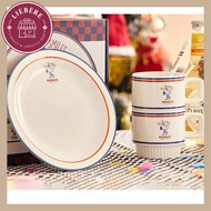 Bo Cuisine x Peanuts Snoopy Vintage Mug Set (2 Mugs + 1 Plate + 1 Spoon)