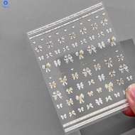 Yitu Vibrant Color Creative Decor Nail Stickers - Hot Stamped Silver Bow Stickers 【bluey】
