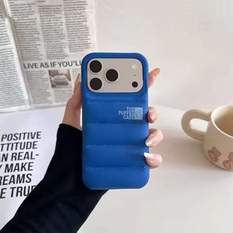 Stylish Down Jacket Phone Case Solid Color The Puffer Case for iPhone17 Air 17Pro ProMax Fashion Sof